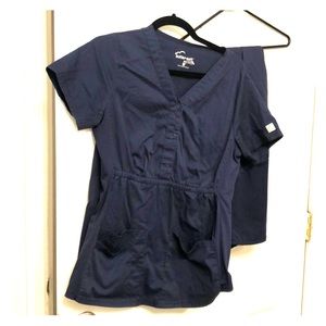 small Navy Buttersoft maternity scrub set